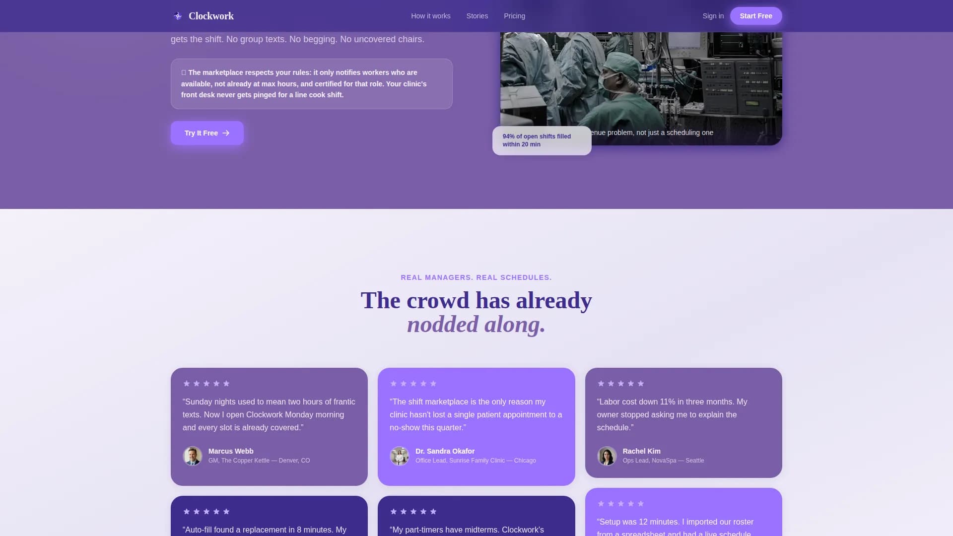 Synchronize — Efficient Shift Coordination Landing Page Template