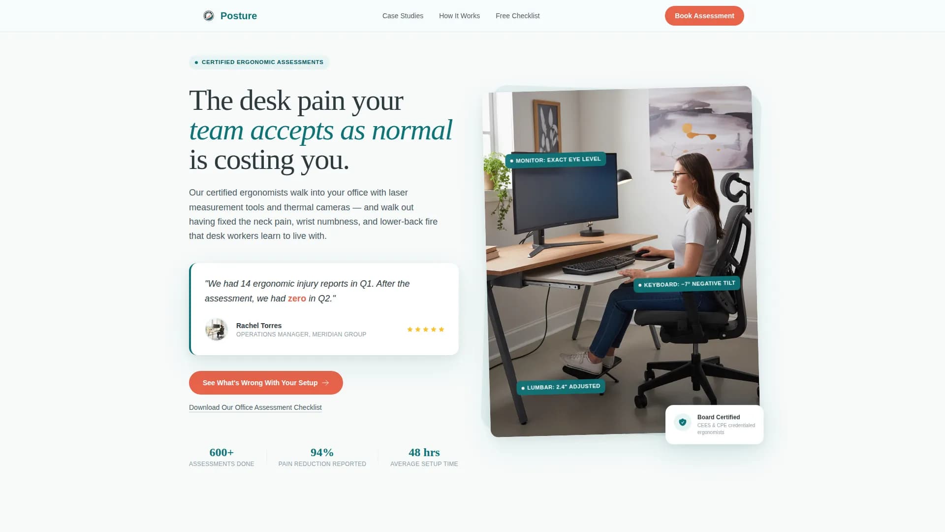 Posture - Certified Ergonomic Assessment Landing Page Template
