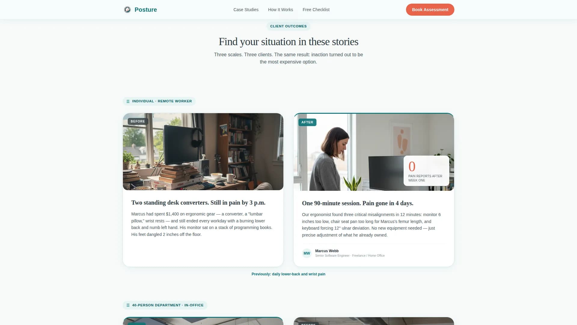 Posture - Certified Ergonomic Assessment Landing Page Template
