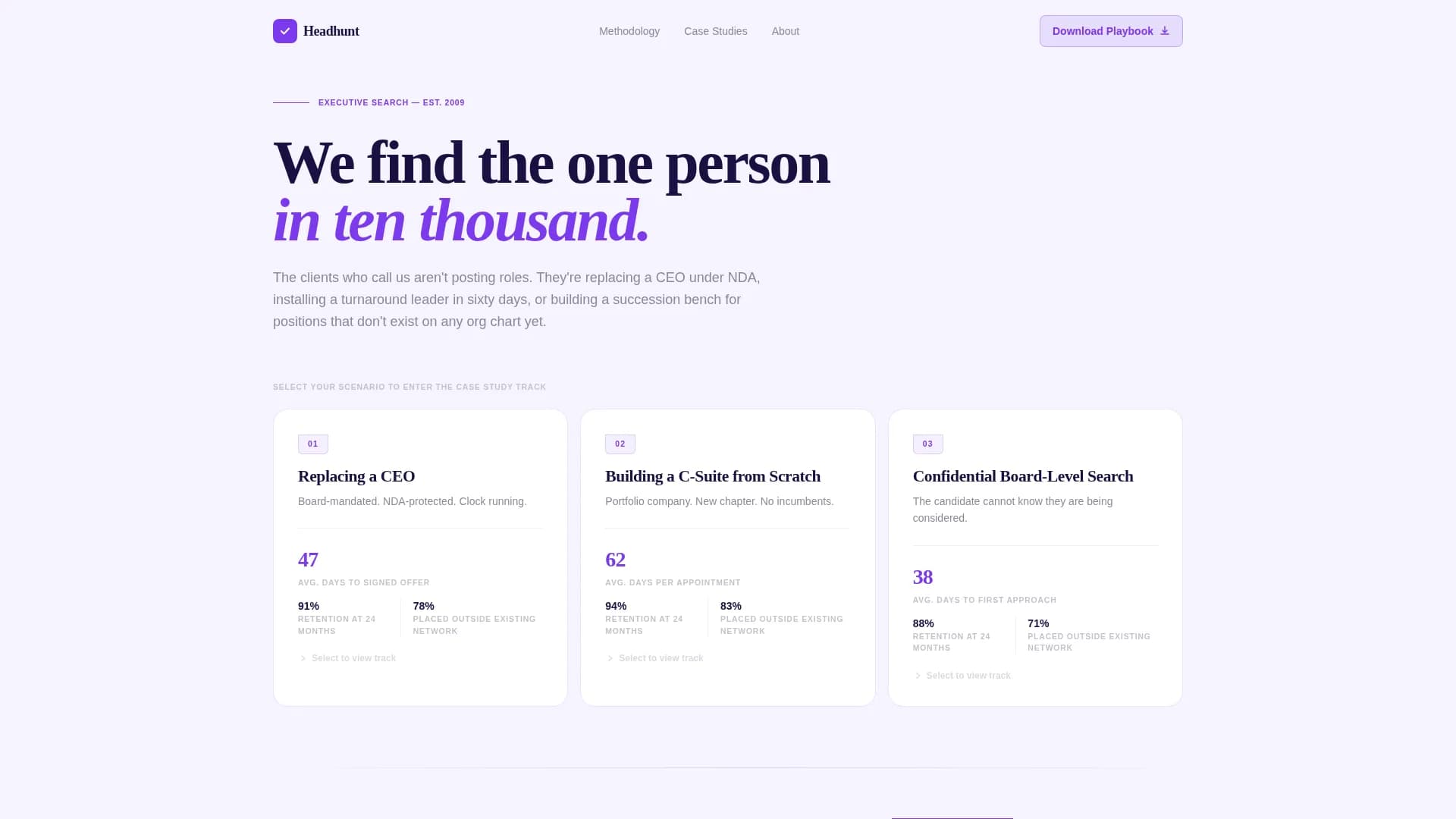 Headhunt - Confidential Executive Search Landing Page Template