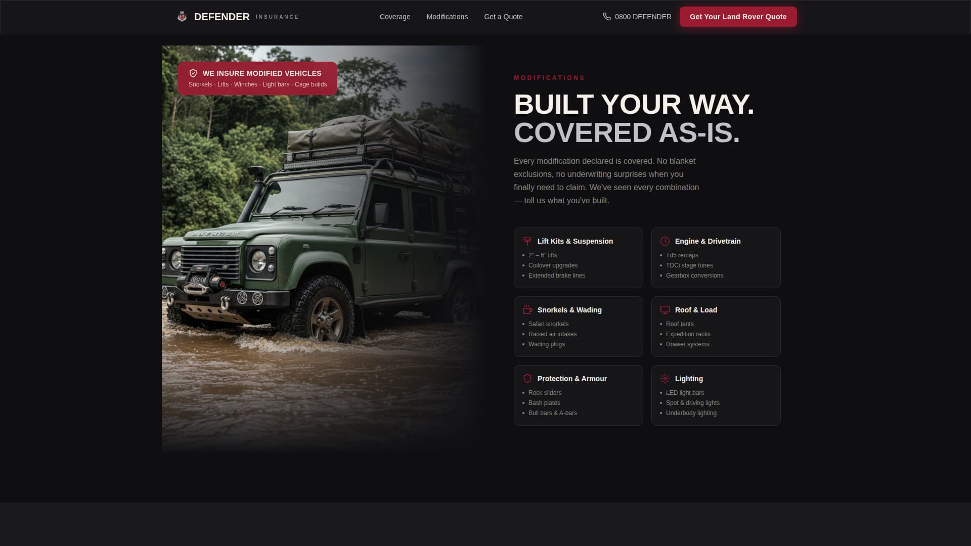Defender - Rugged Landroverinsurance Landing Page Template
