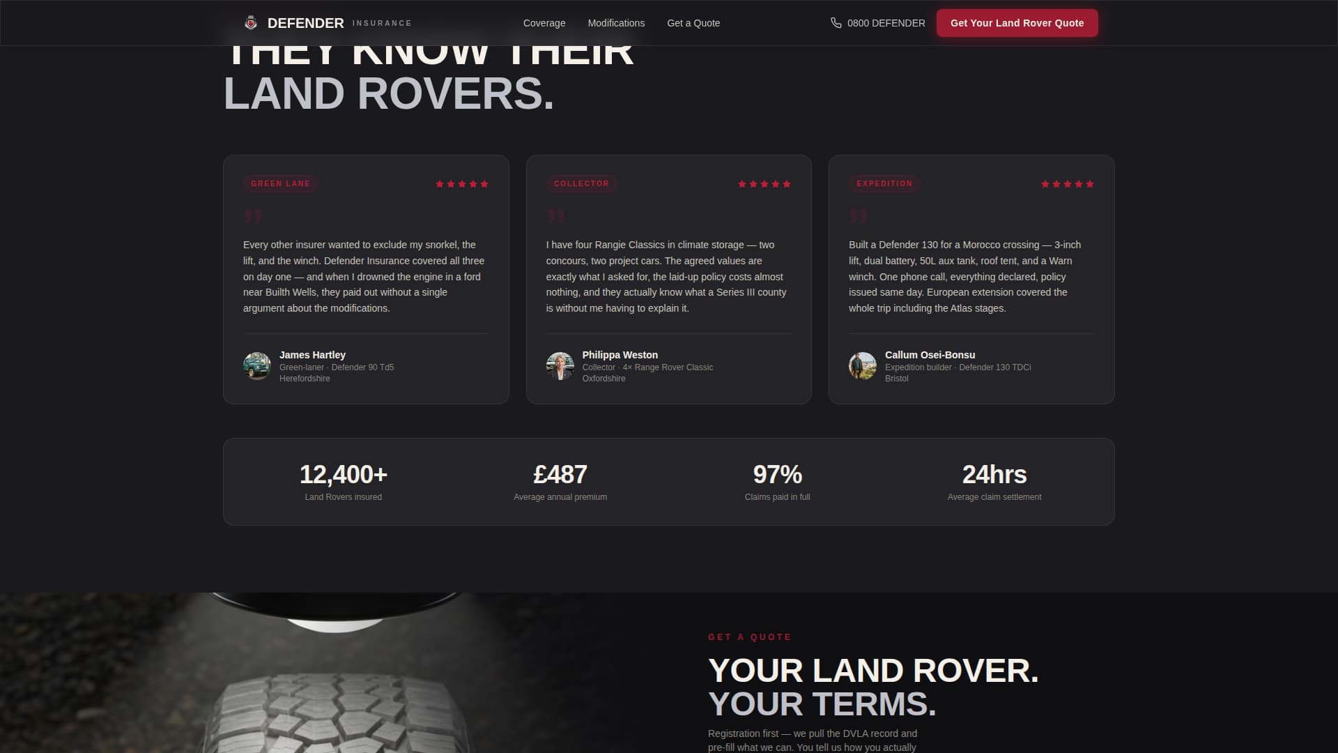 Defender - Rugged Landroverinsurance Landing Page Template