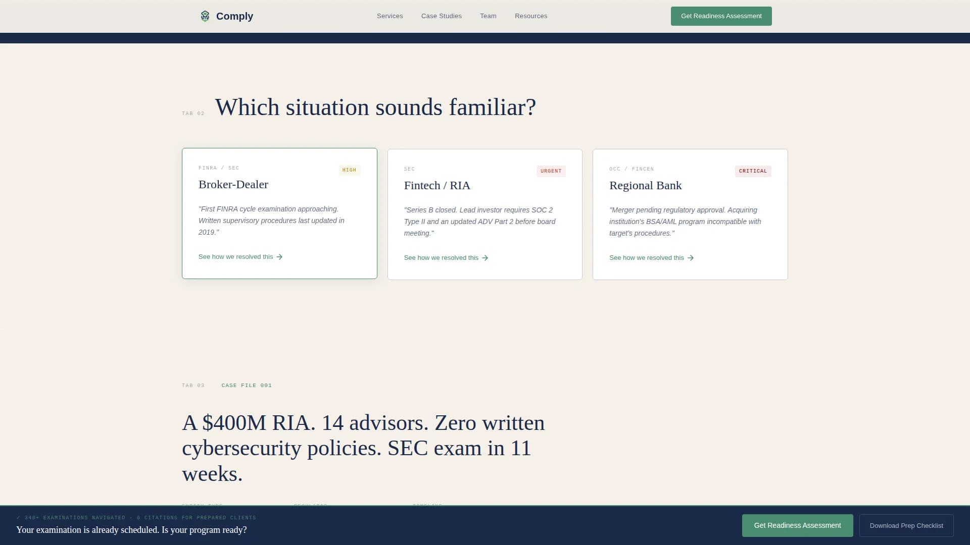 Compliance - Regulatory Services Landing page Template