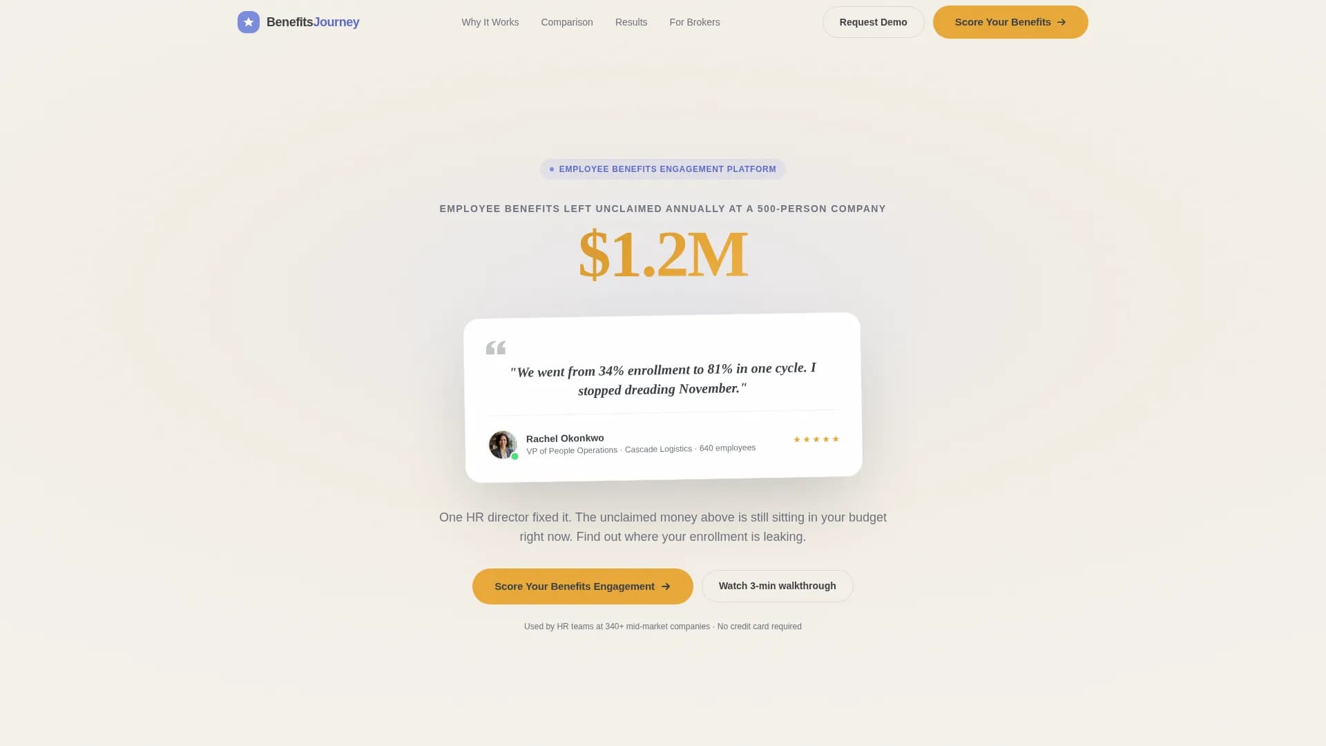Enrollment - Benefits Platform Landing page Template