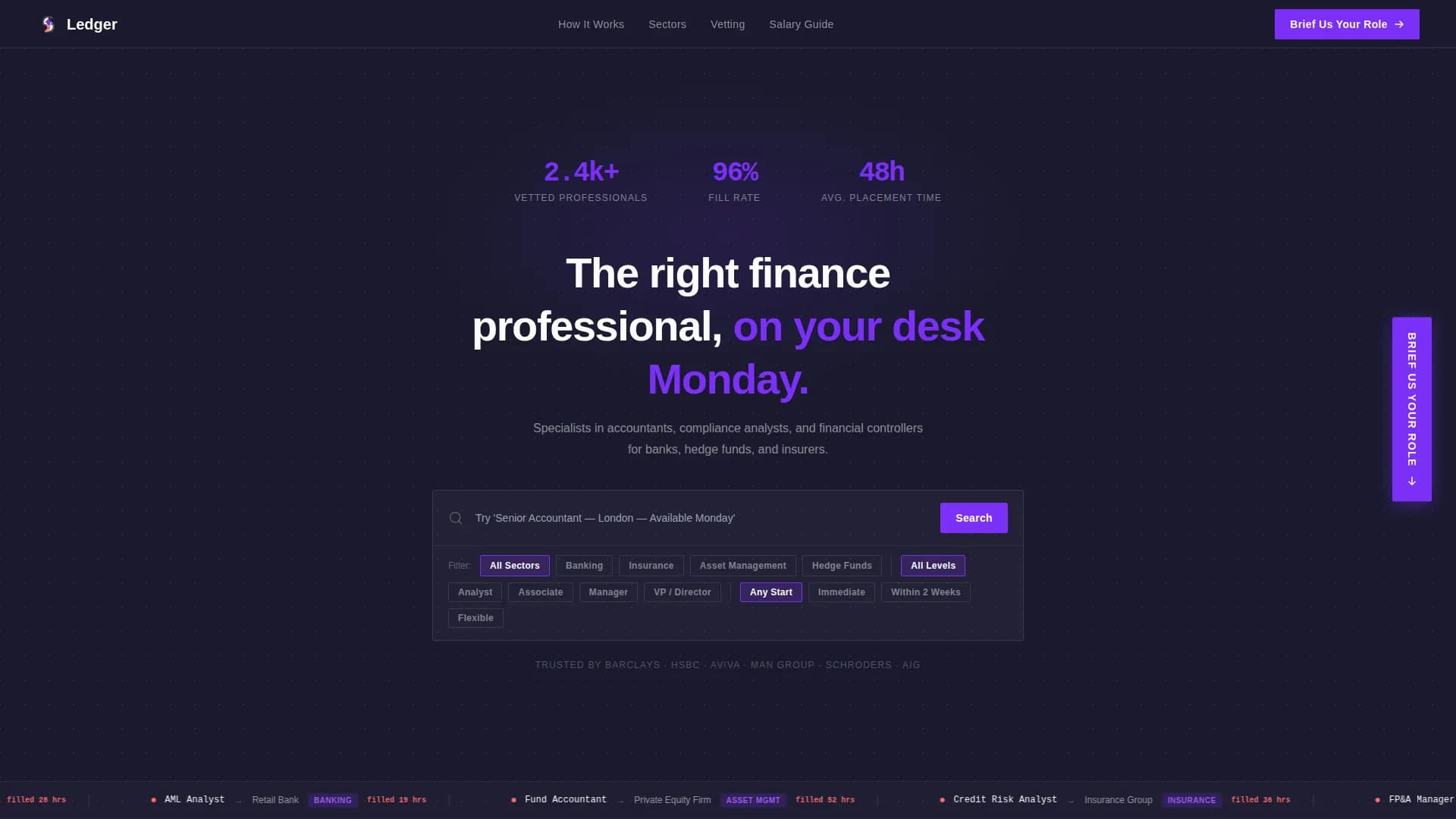 Ledger - Staffing Solutions Landing page Template