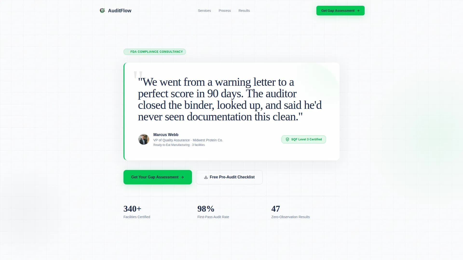 Safety - Compliance Consulting Landing page Template
