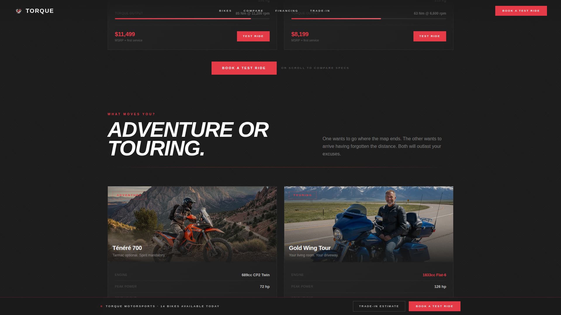 Torque - Highvoltage Motorcycle Landing Page Template