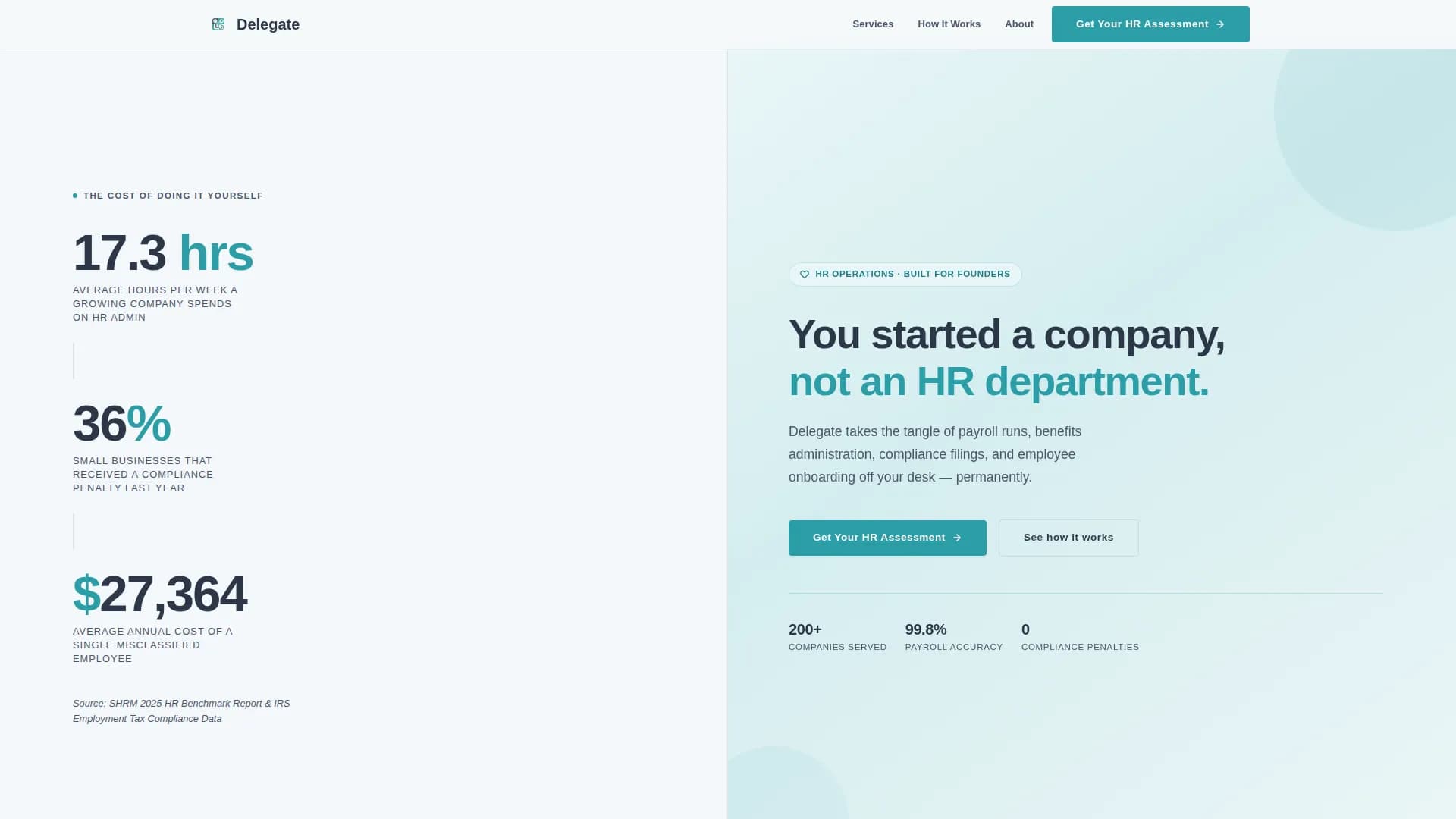 Delegate - HR Outsourcing Landing page Template