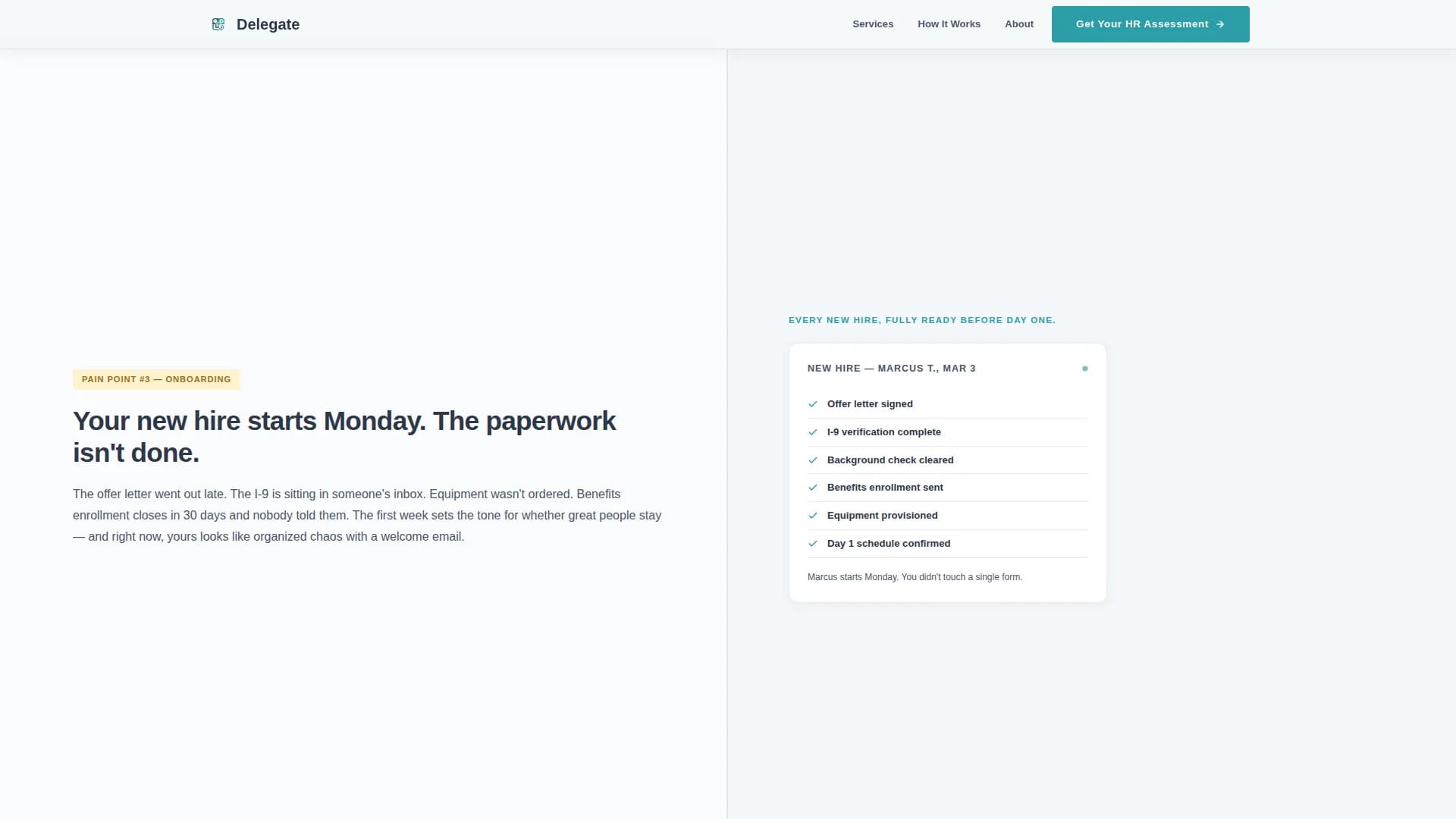 Delegate - HR Outsourcing Landing page Template