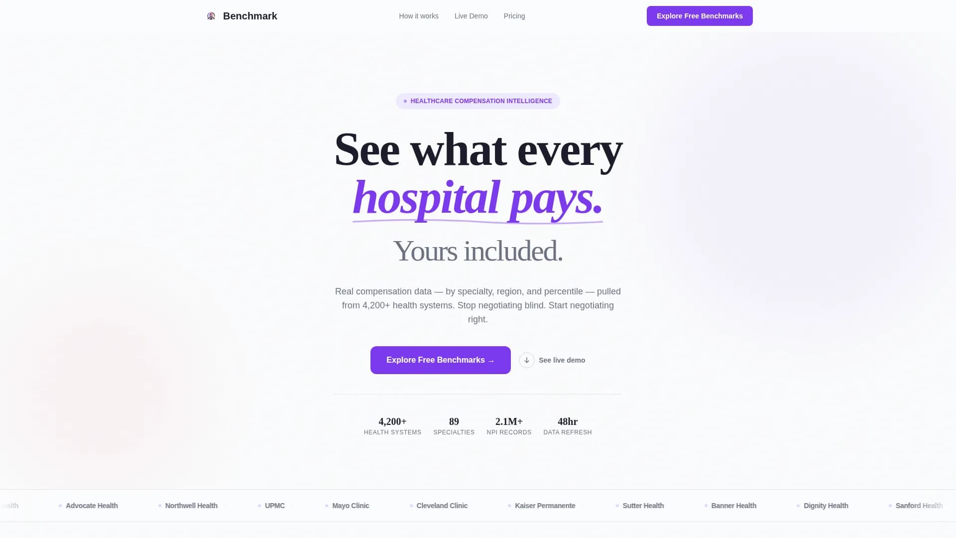 Benchmark - Healthcare Compensation Landing page Template