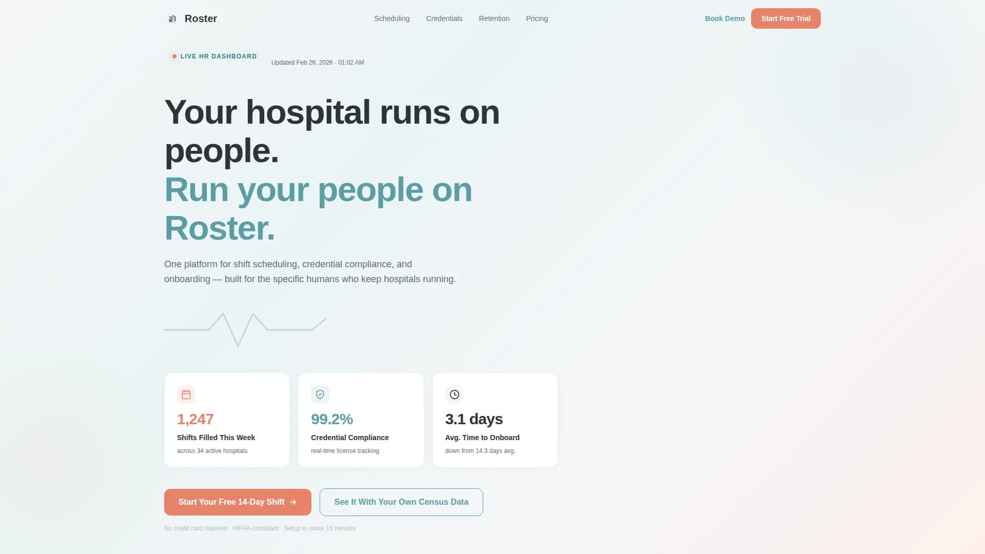 Roster - Powerful Healthcare HR Landing Page Template