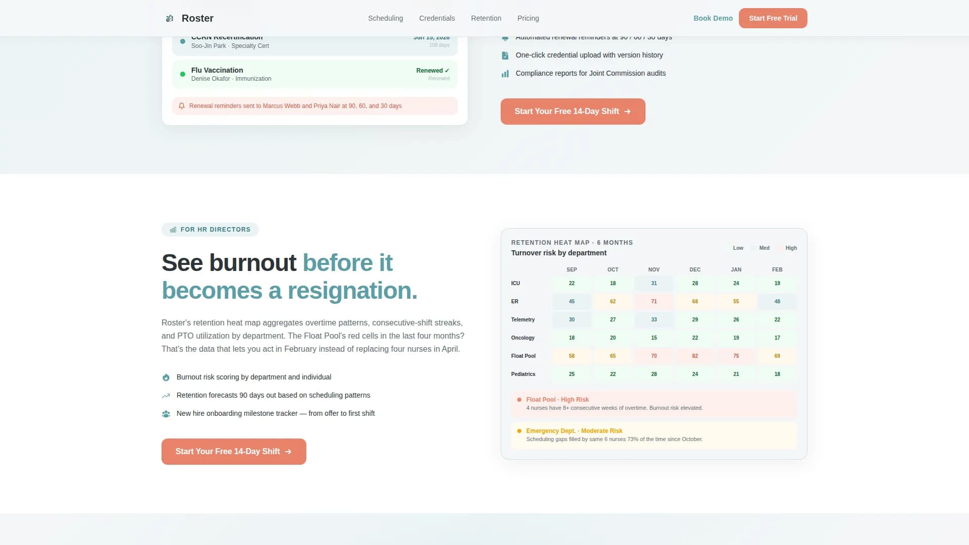 Roster - Powerful Healthcare HR Landing Page Template