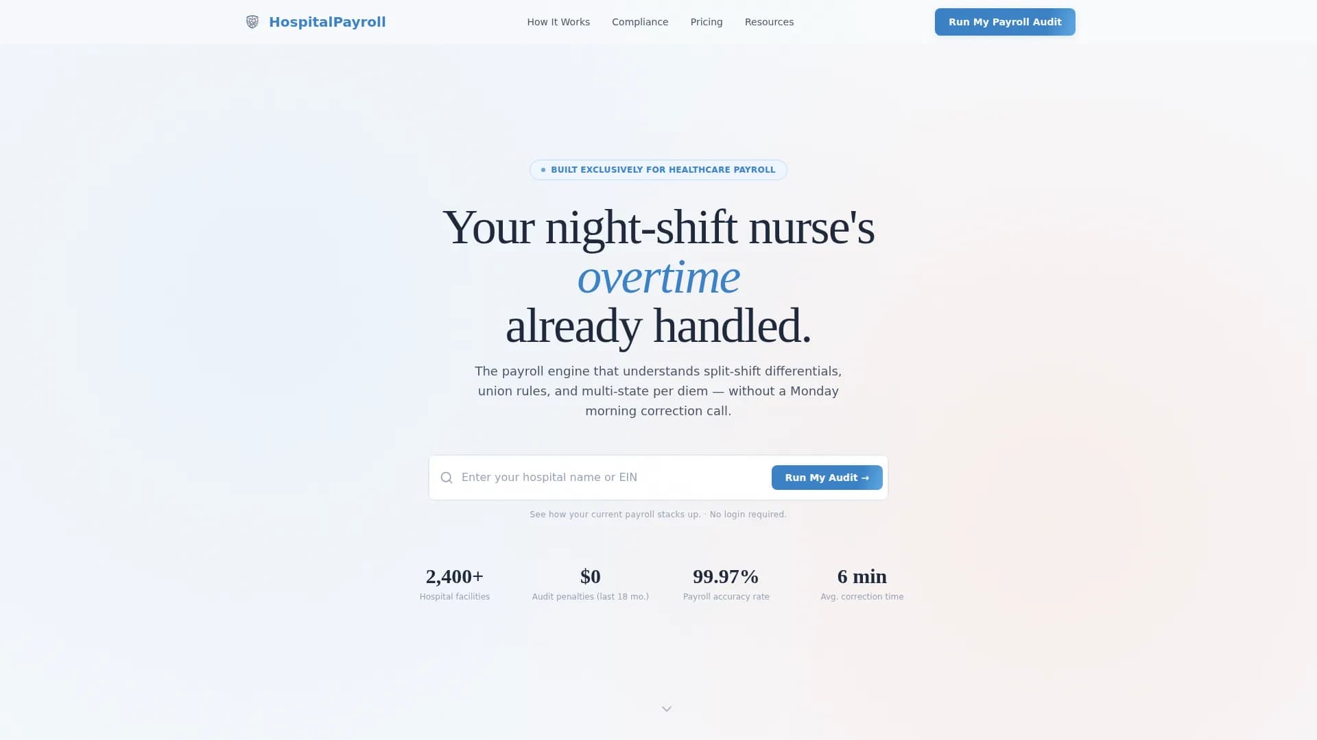 Compare - Healthcare Payroll Landing page Template