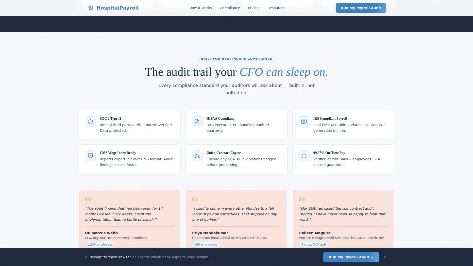 Compare - Healthcare Payroll Landing page Template