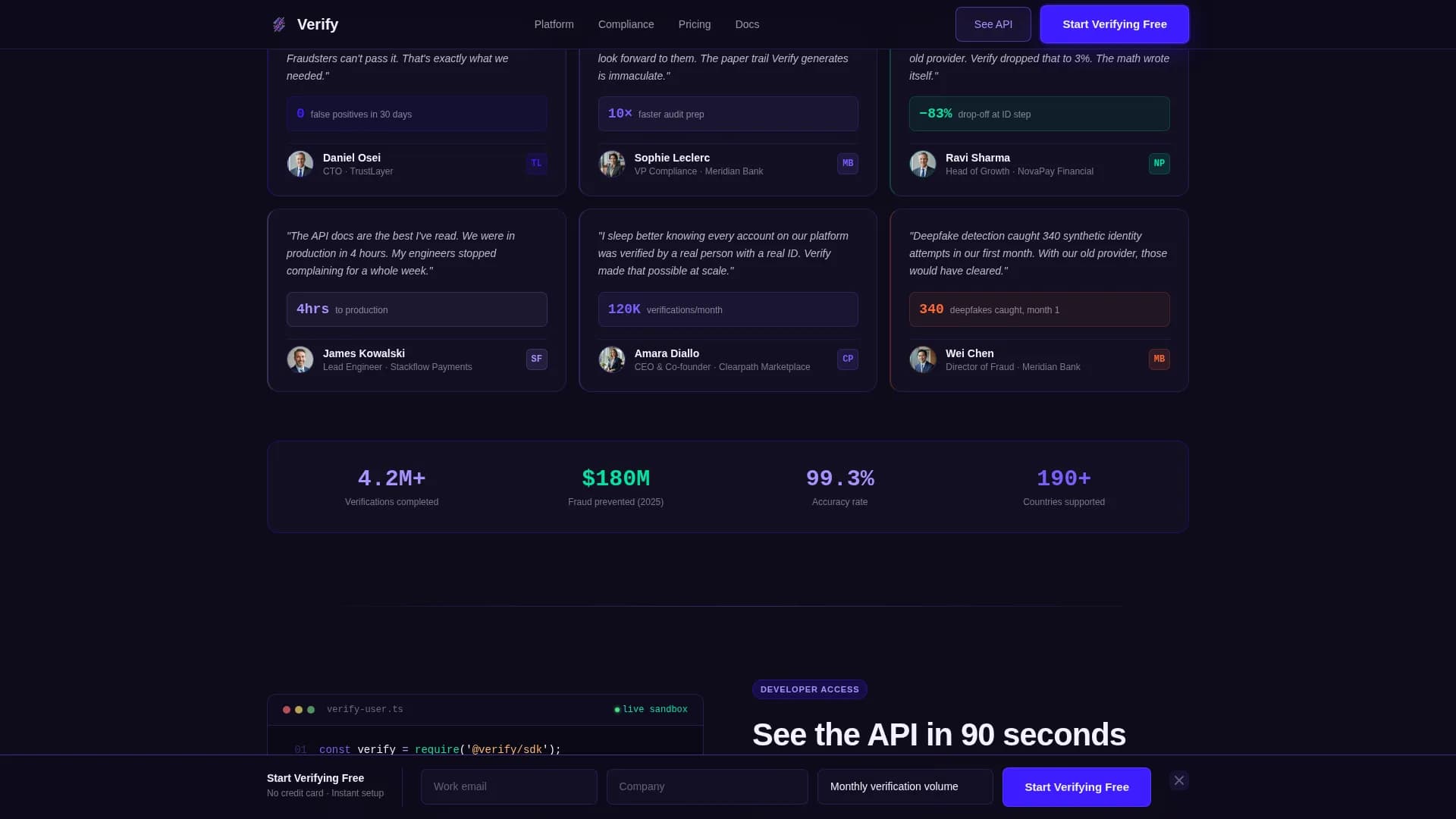 Verify - Identity Platform Landing page Template