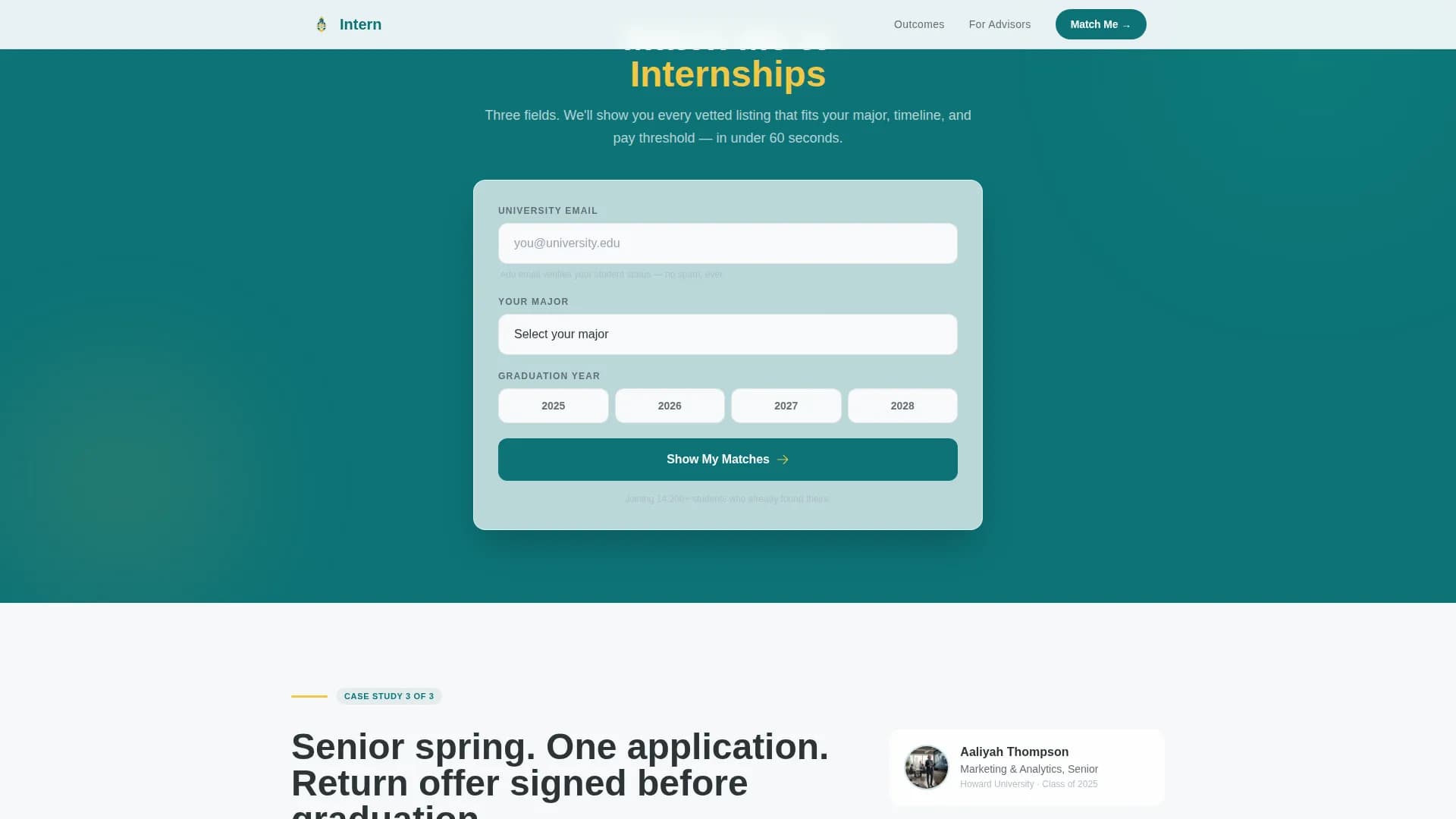 Intern - Internship Board Landing page Template