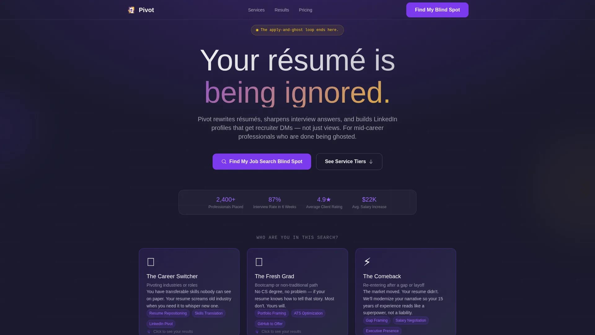 Pivot - Career Services Landing page Template