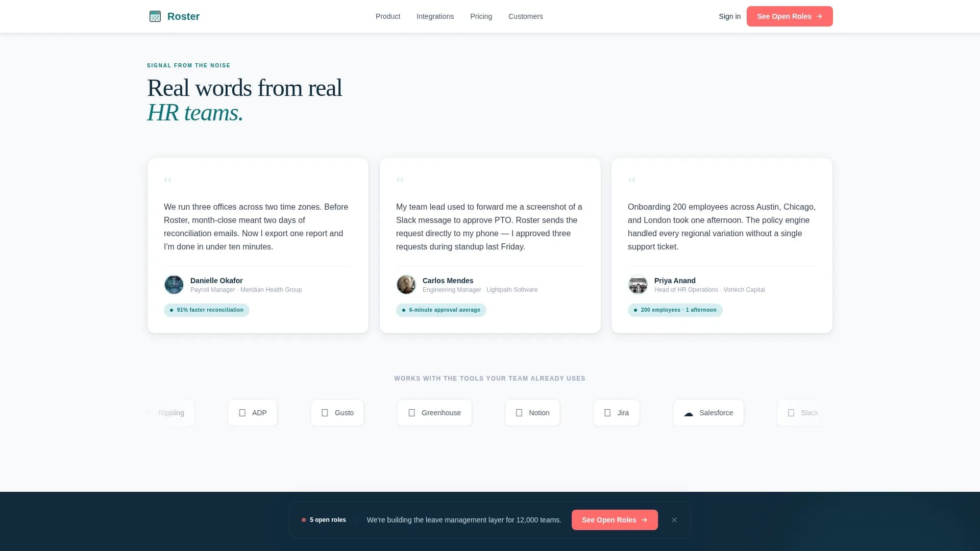 Roster - Leave Management Landing page Template