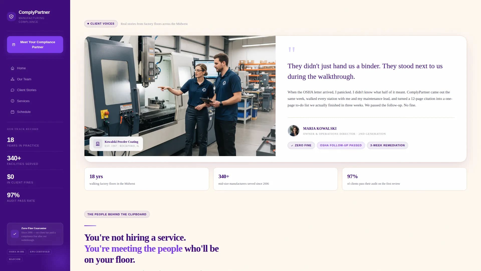 Comply - Manufacturing Compliance Landing page Template