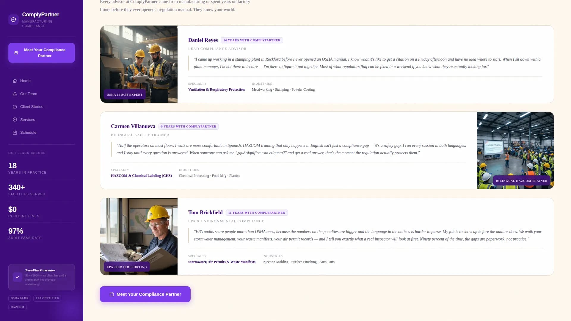 Comply - Manufacturing Compliance Landing page Template