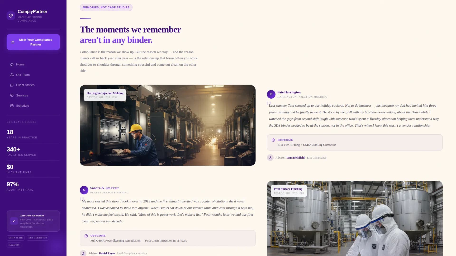 Comply - Manufacturing Compliance Landing page Template