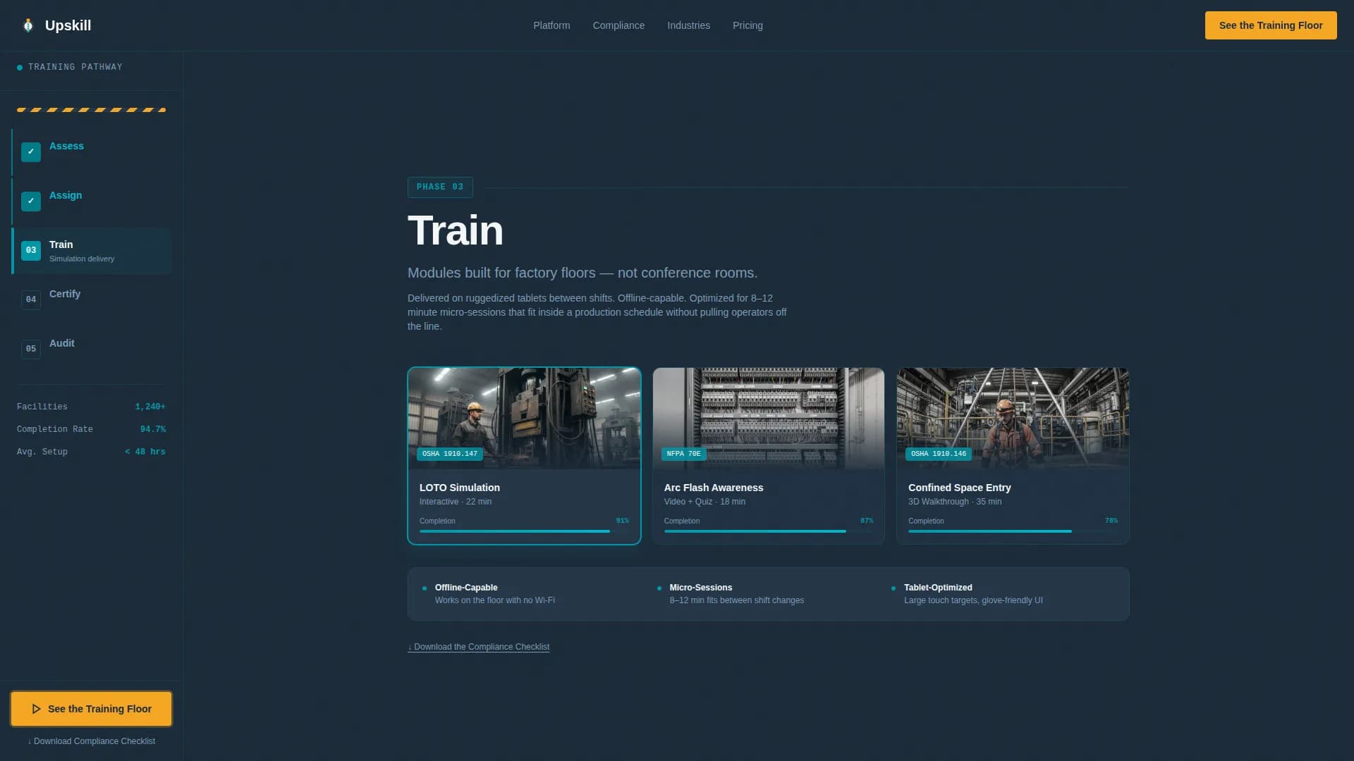 Certify - Manufacturing Training Landing page Template