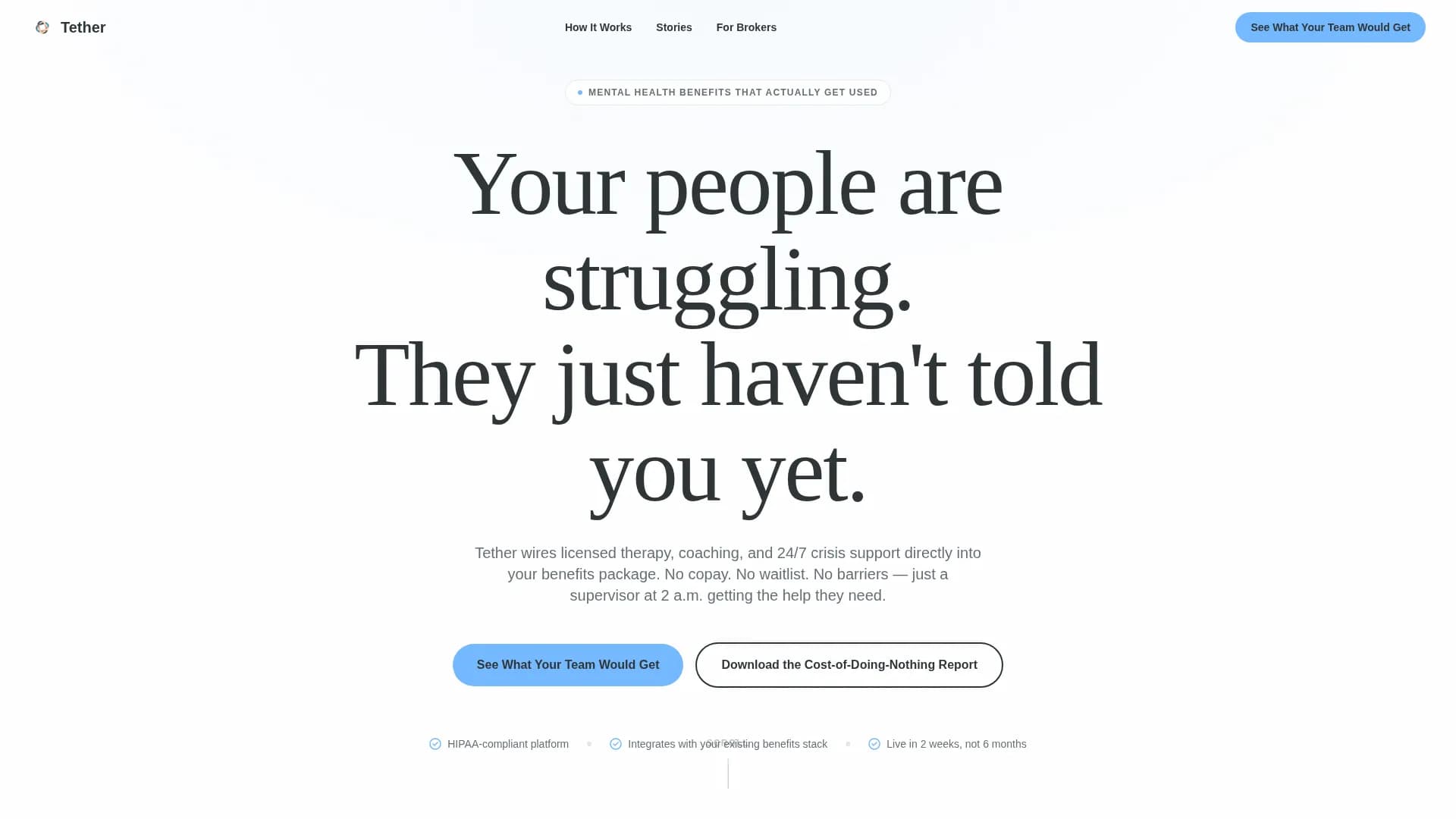 Tether - Mental Health Platform Landing page Template
