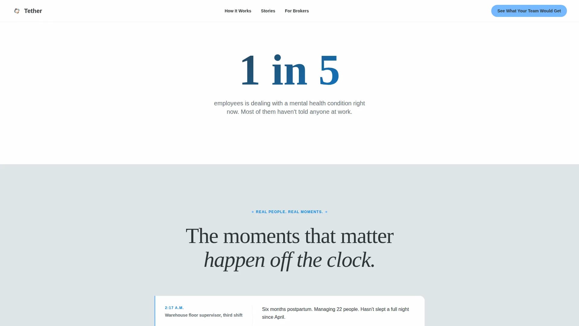 Tether - Mental Health Platform Landing page Template