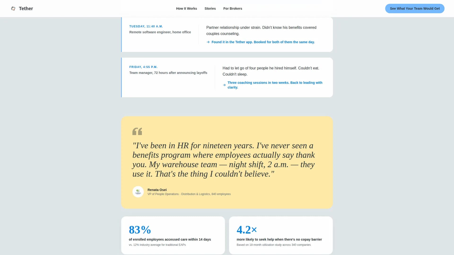 Tether - Mental Health Platform Landing page Template