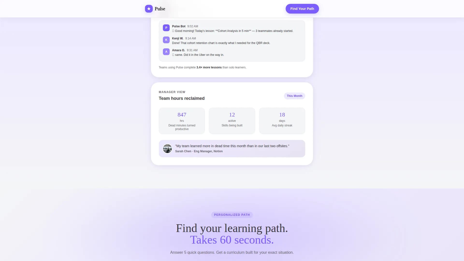Pulse - Microlearning Platform Landing page Template