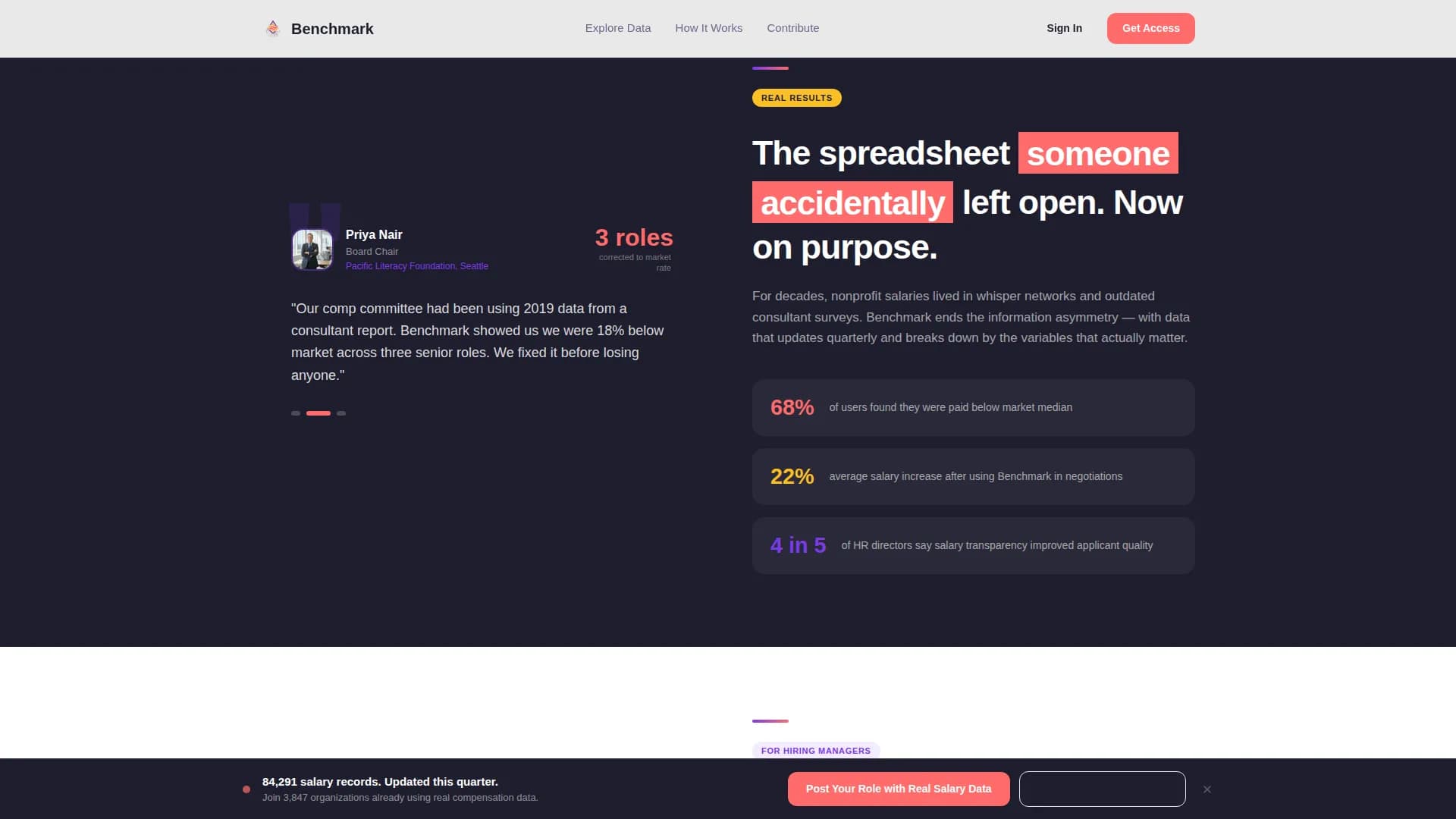 Benchmark - Nonprofit Salary Landing page Template