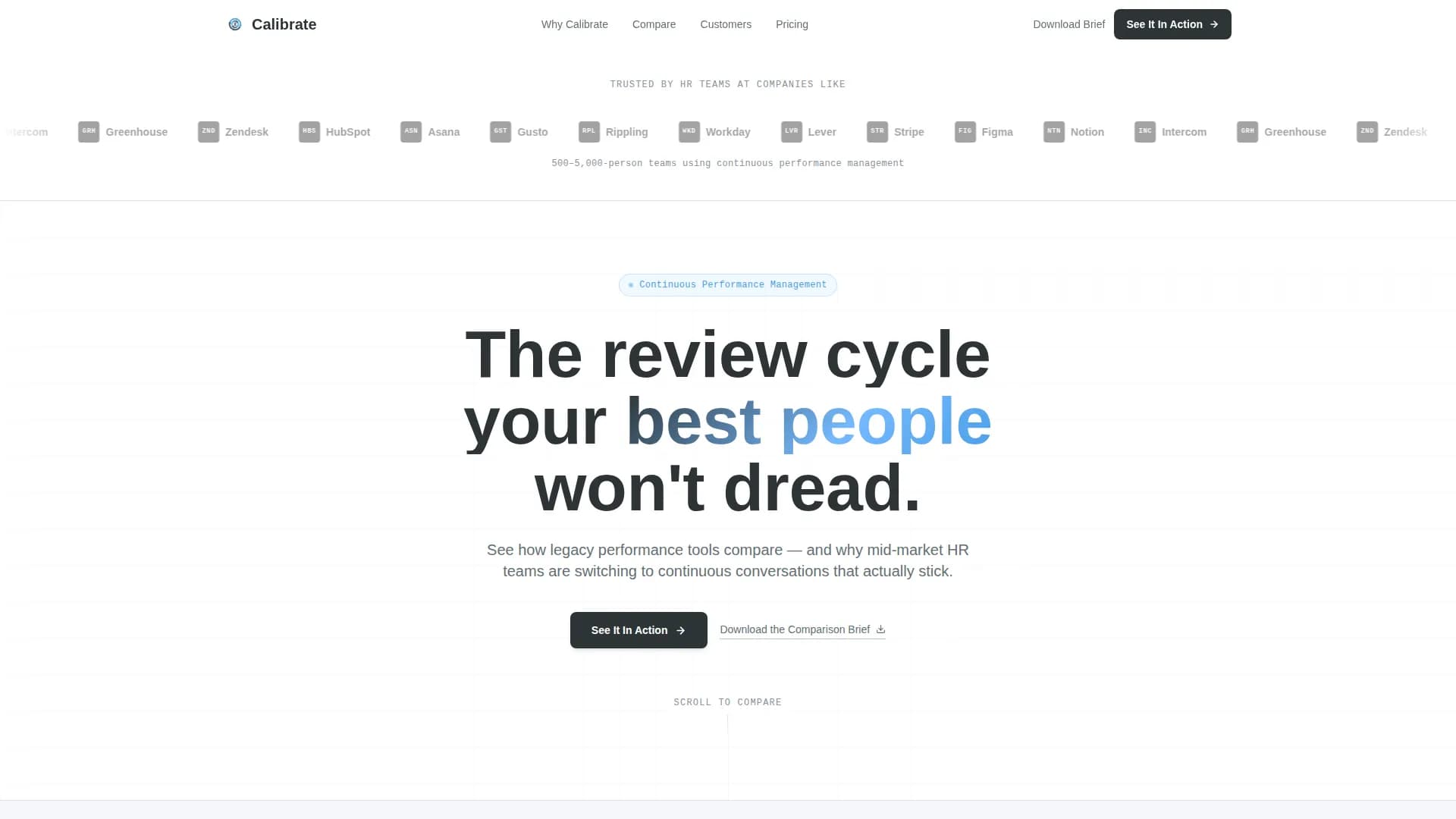 Calibrate - Performance Management Landing page Template