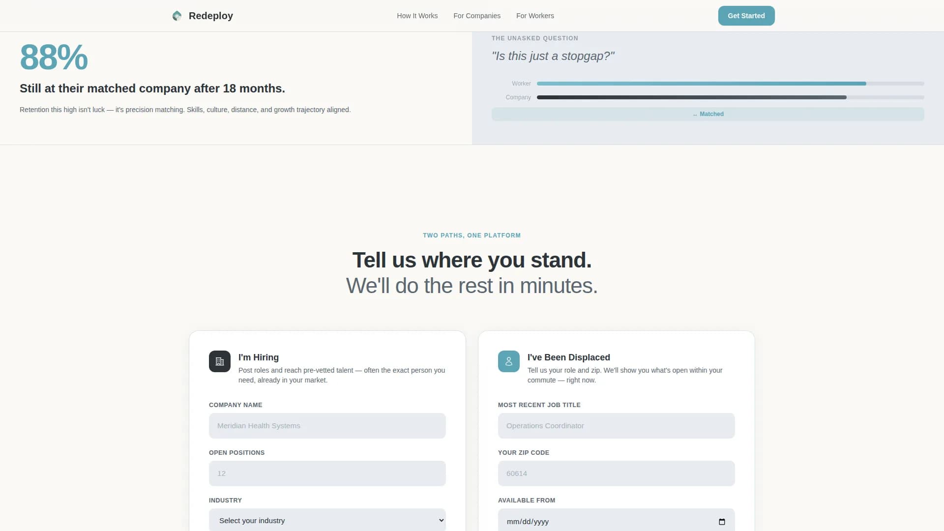 Redeploy - Workforce Platform Landing page Template