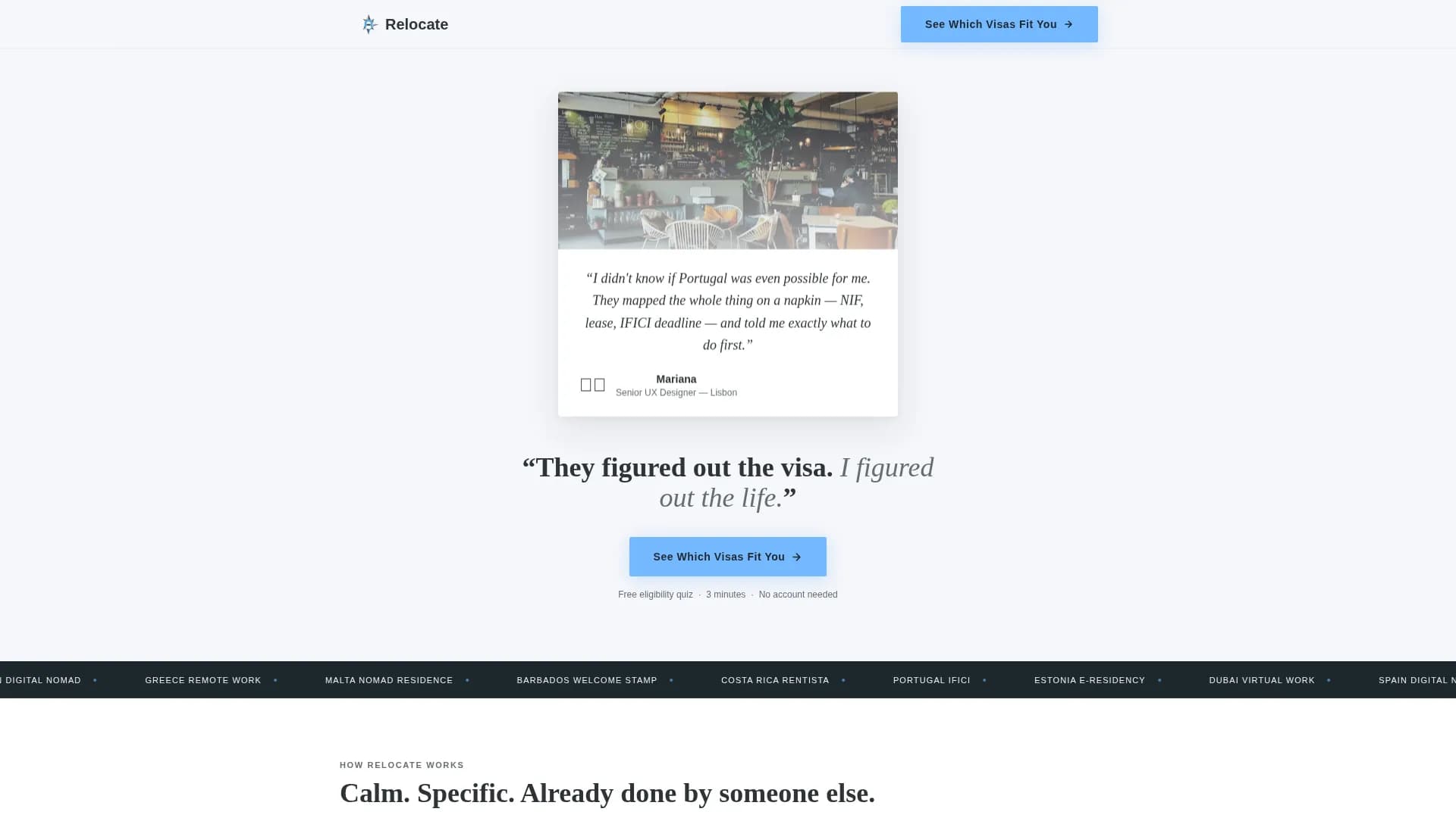 Relocate - Trusted Nomadvisa Landing Page Template