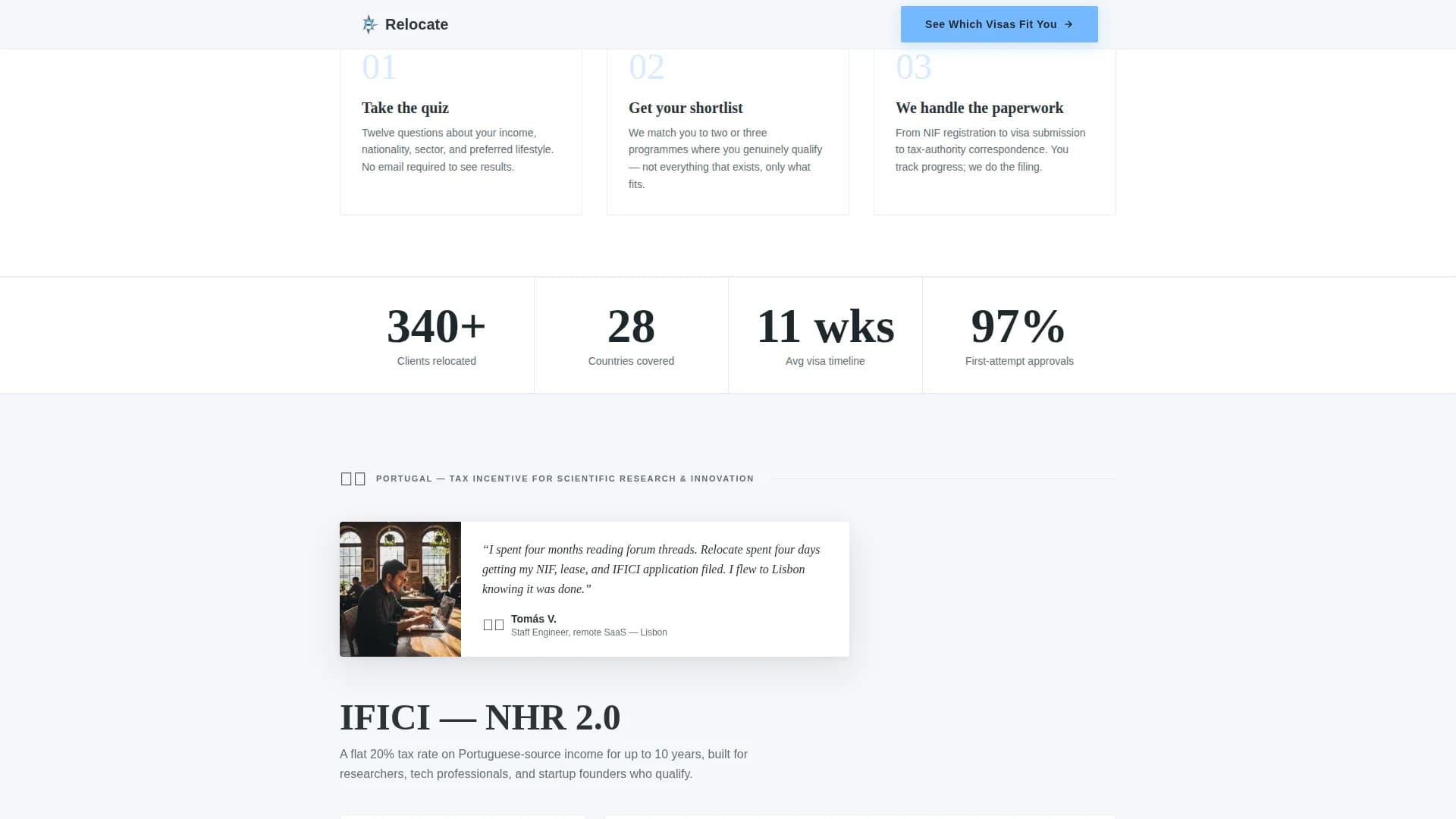 Relocate - Trusted Nomadvisa Landing Page Template