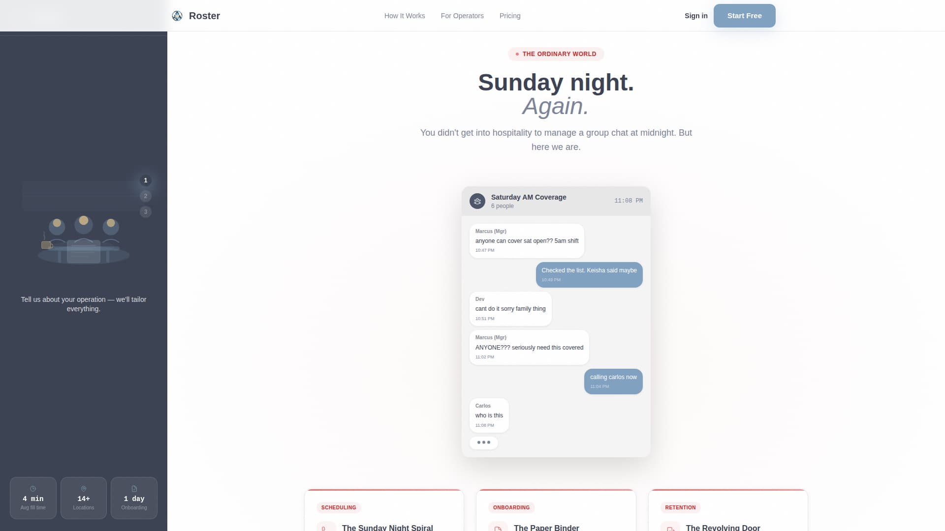 Roster - Streamlined Hospitalityhr Landing Page Template