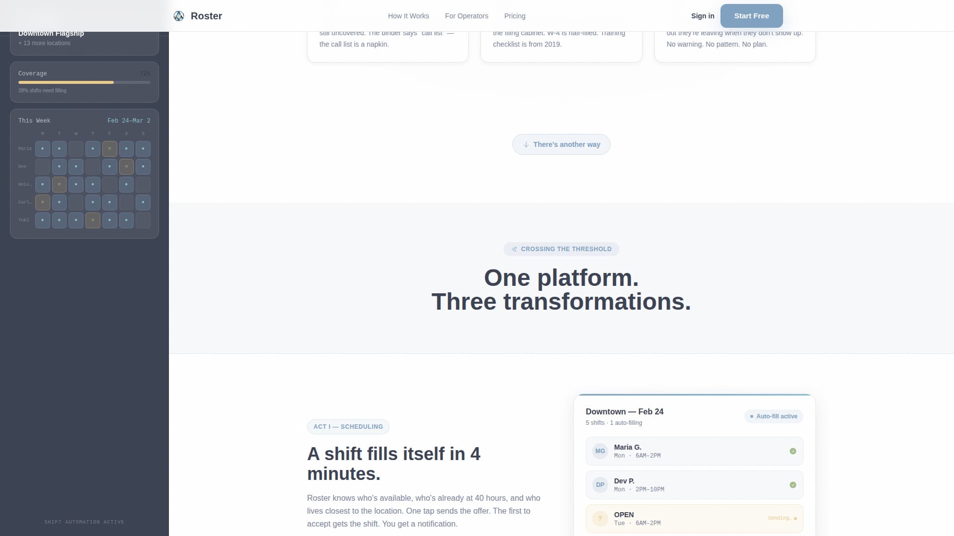 Roster - Streamlined Hospitalityhr Landing Page Template