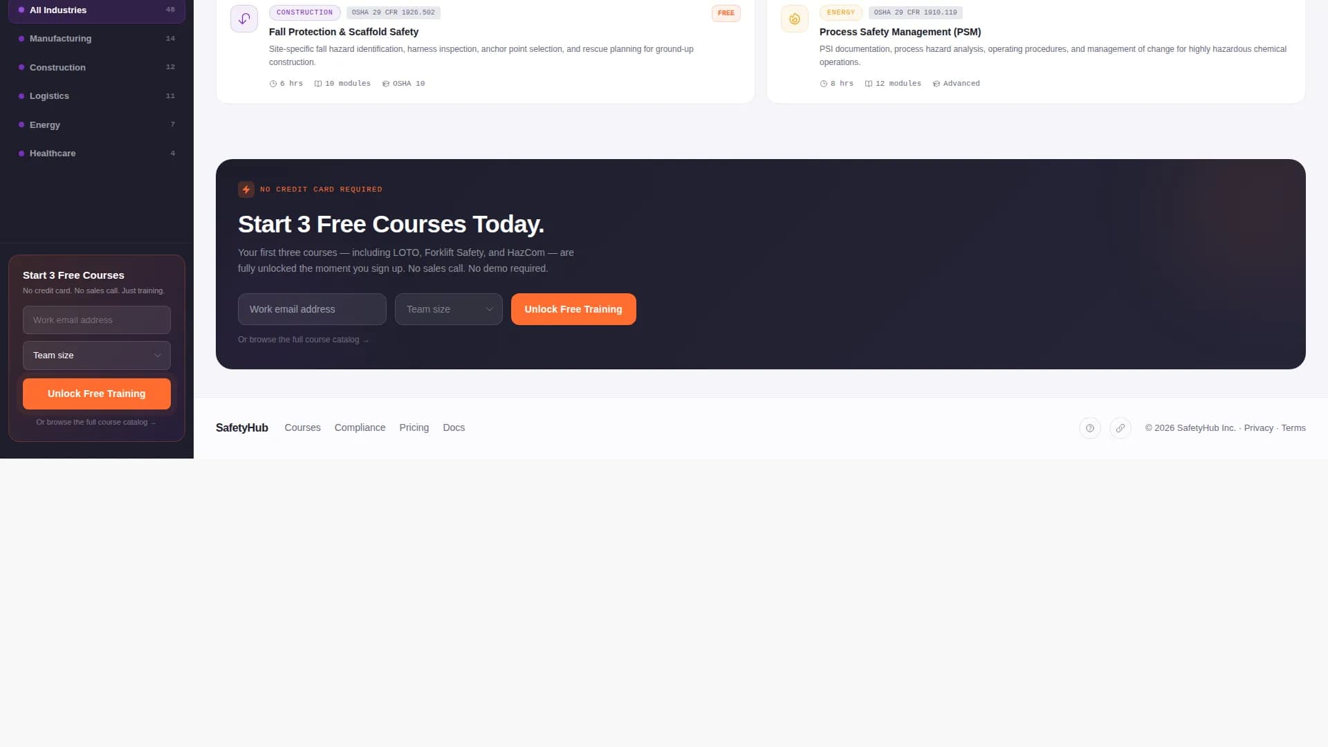 Safety - Premium Training Landing Page Template