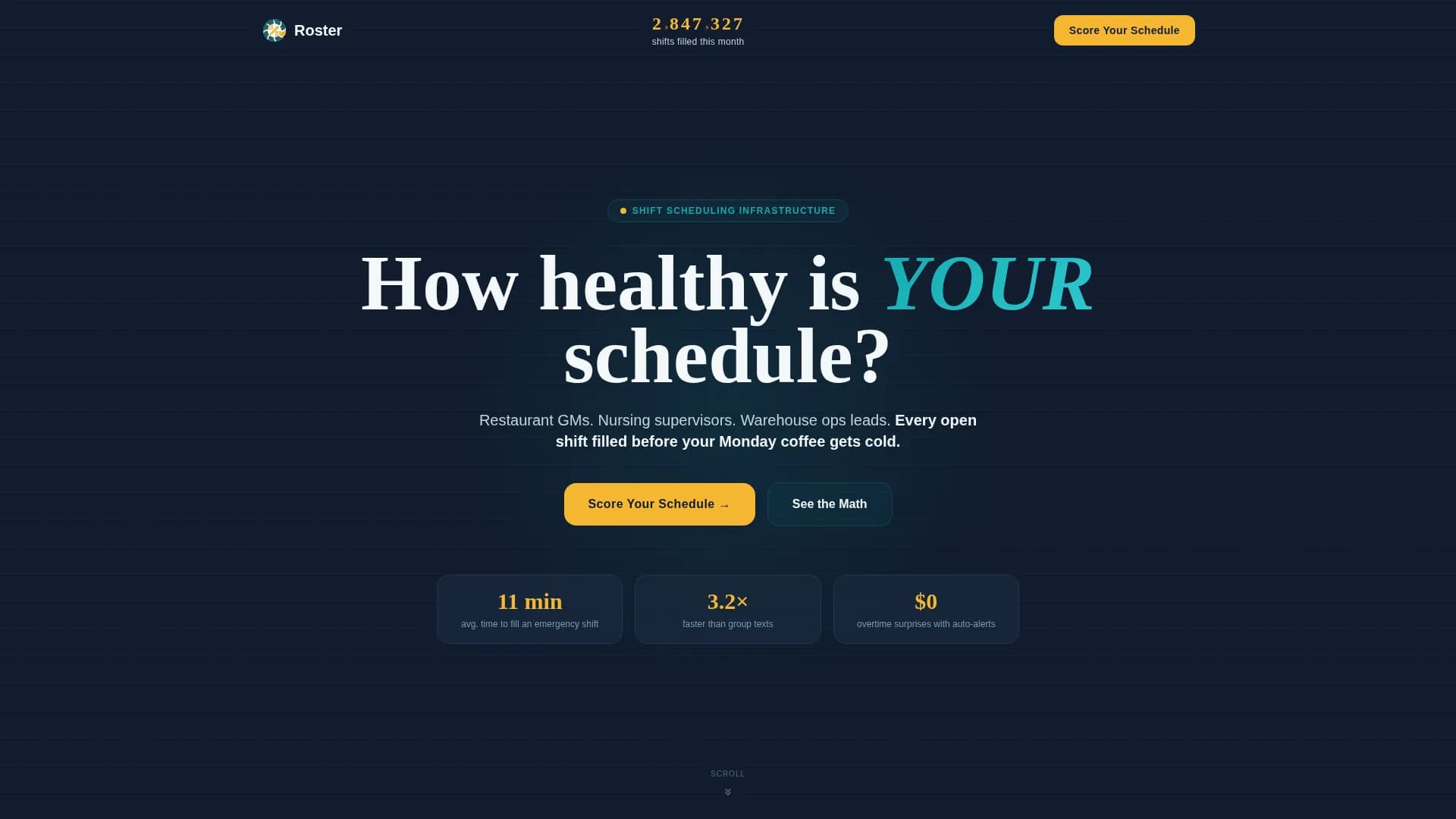 Roster - Powerful Shiftscheduling Landing Page Template