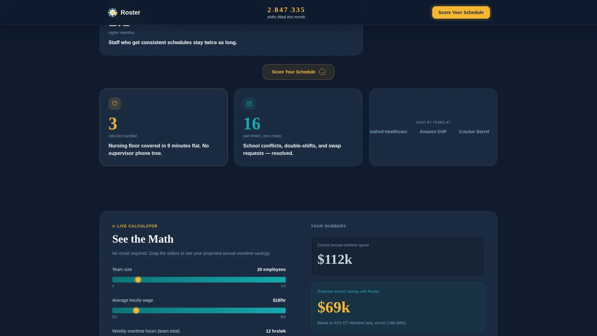 Roster - Powerful Shiftscheduling Landing Page Template