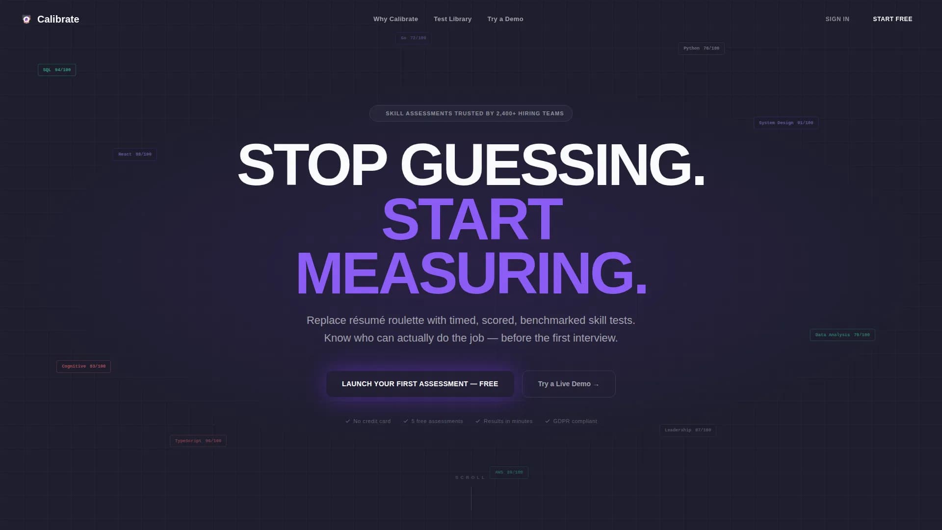 Calibrate - Precise Hiring Landing Page Template