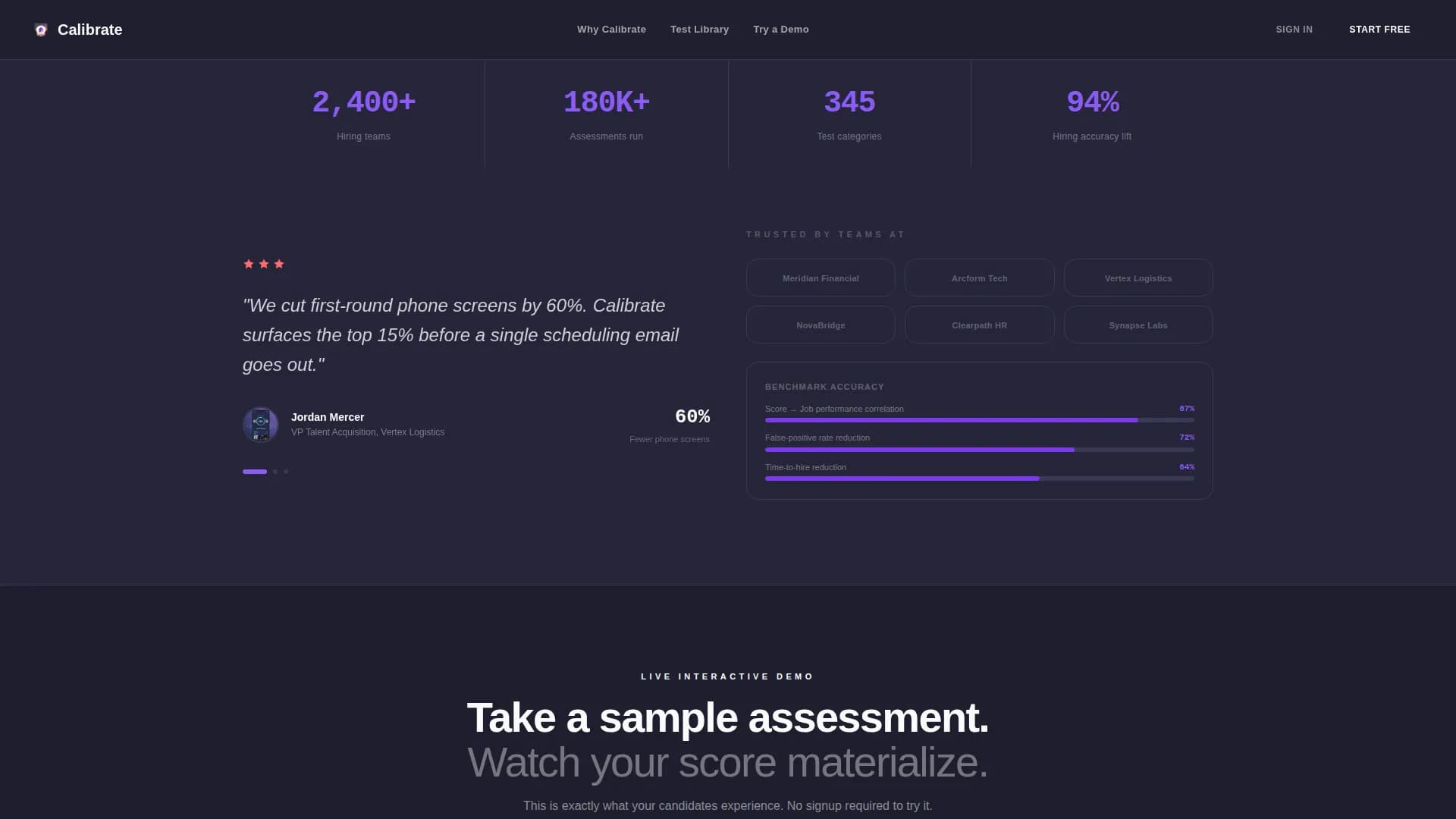Calibrate - Precise Hiring Landing Page Template