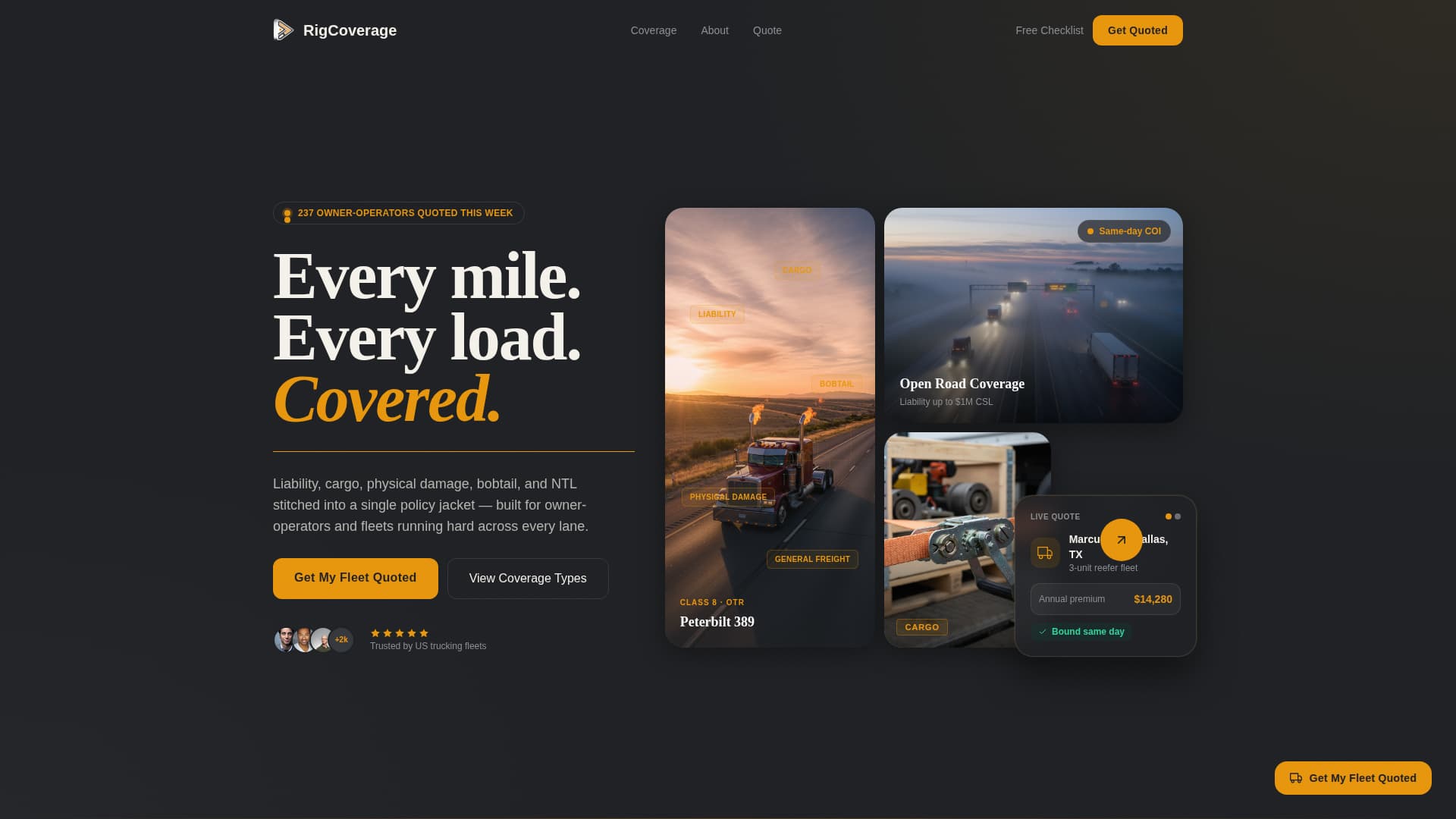 Rig - Powerful Trucking Landing Page Template