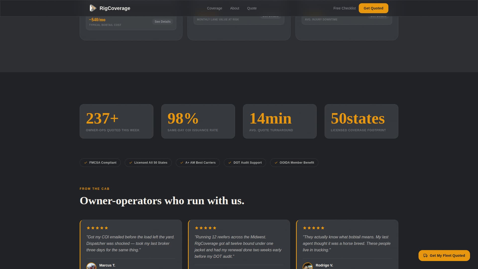 Rig - Powerful Trucking Landing Page Template