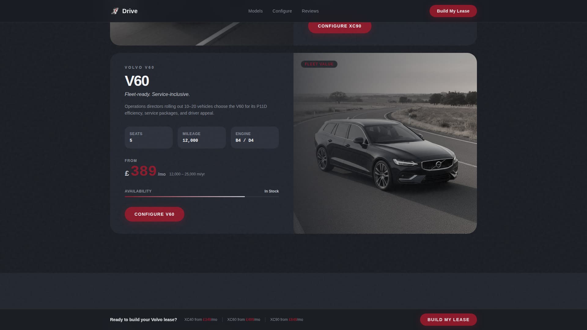 Drive - Dynamic Volvo Leasing Landing Page Template