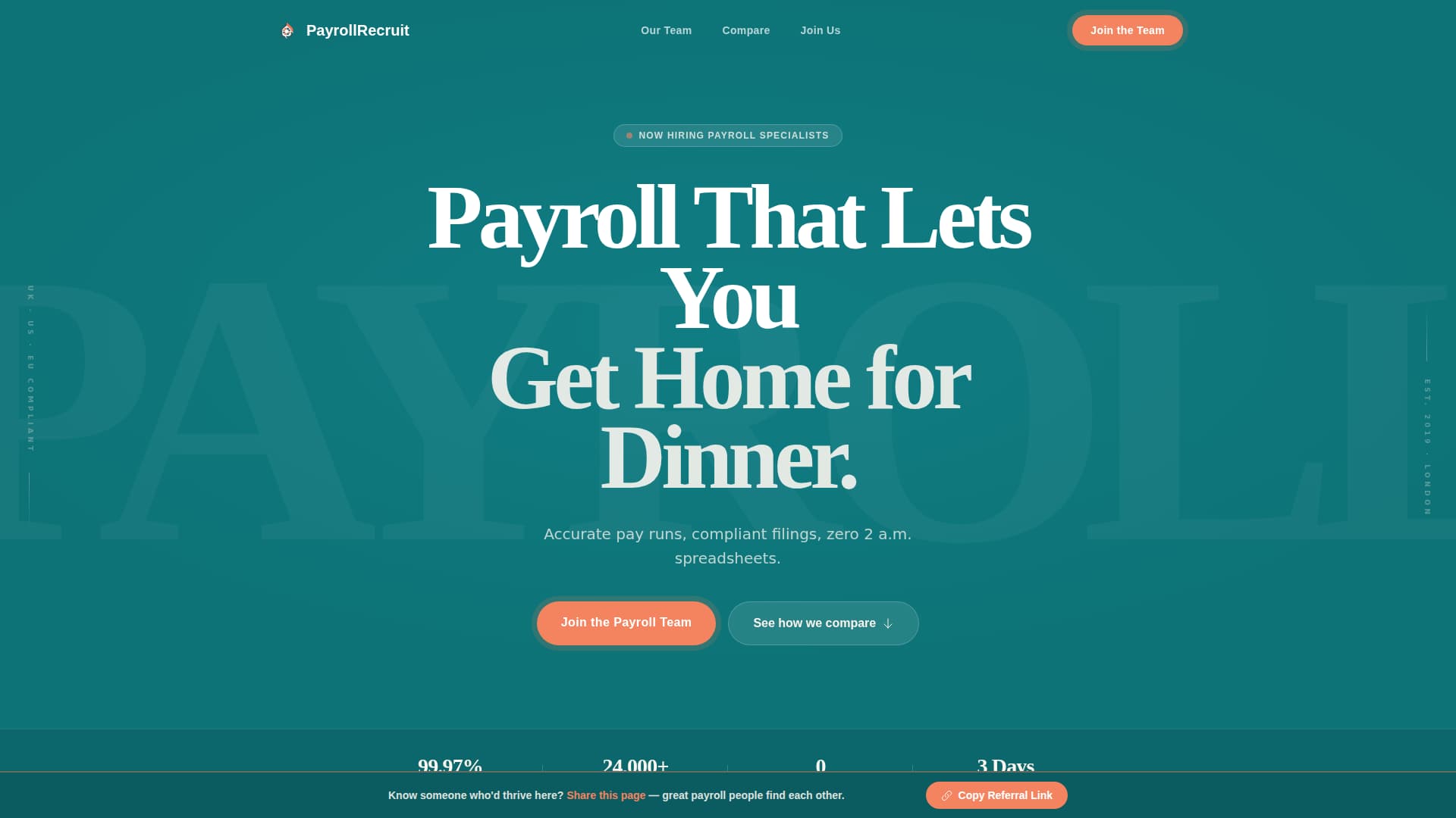 Payroll - Trusted Startup Landing Page Template