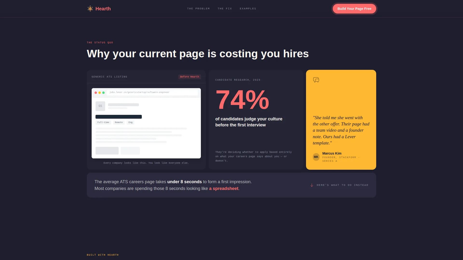 Hearth - Career Page Landing page Template