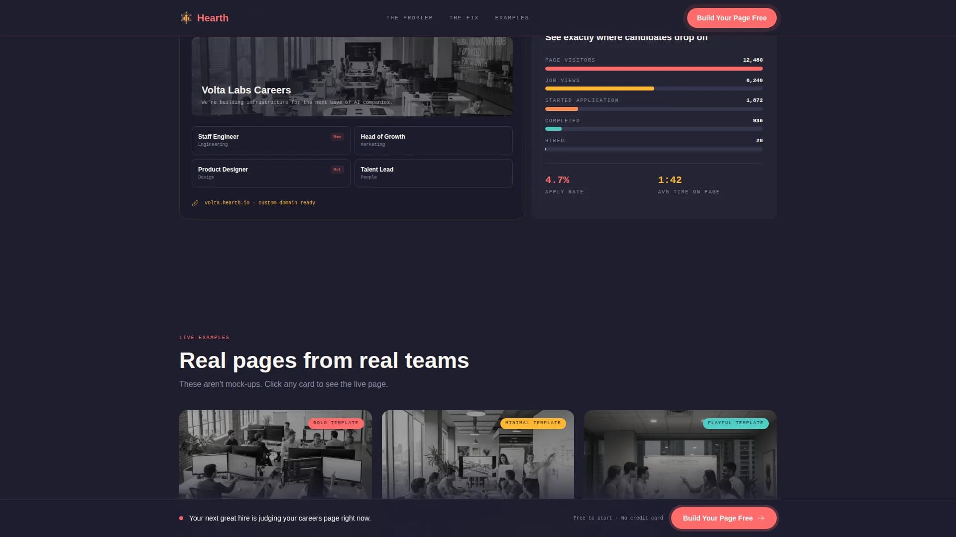 Hearth - Career Page Landing page Template