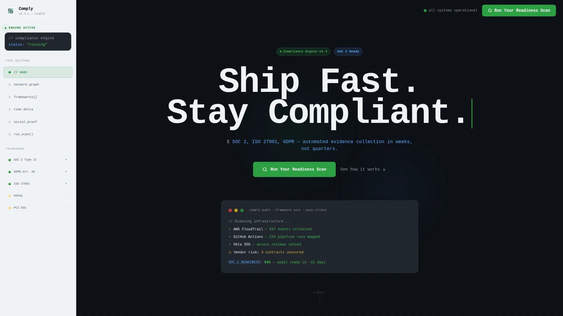 Comply - Tech Compliance Landing page Template