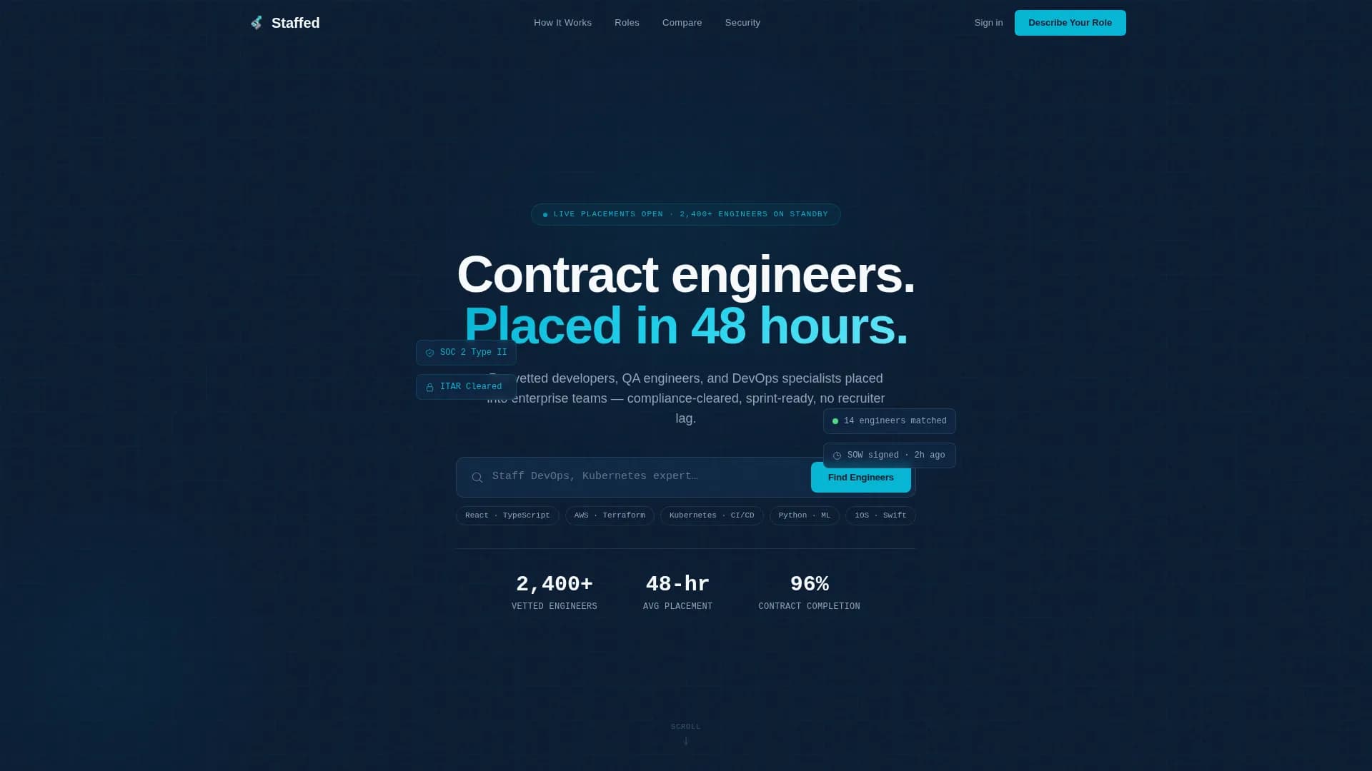 Staffed - Tech Staffing Landing page Template